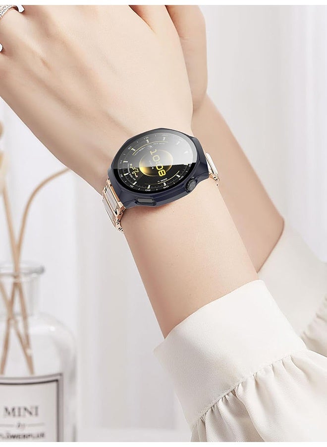 2 Pcs Case with Tempered Glass Screen Protector Compatible with Huawei Watch GT 6 Pro 46mm, Bumper Full Coverage Protective Hard PC Cases Face Cover for Huawei Watch GT 6 Pro 46mm (Transparent & Black) - Image 5