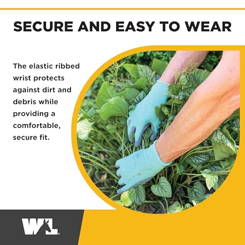 Wells Lamont Gardening Gloves for Women – Breathable Polyester, Seamless Fit – PU-Coated Palm for Grip & Durability – Elastic Wrist – Pink/Green/Purple, Medium, Pack of 3 (413MF) - Image 4