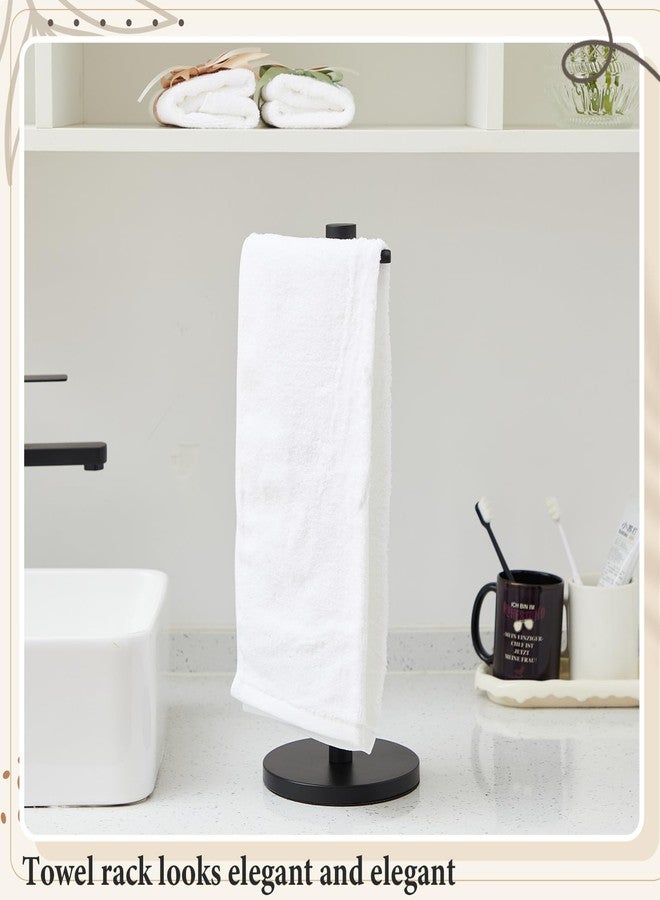 LemonRoad 2 Pack Freestanding Toilet Paper Holder & Hand Towel Stand Heavy Duty Stainless Steel Stable Weighted Base countertop Towel Holder 4 Spare Rolls Modern Bathroom Countertop Organizer Black - Image 4