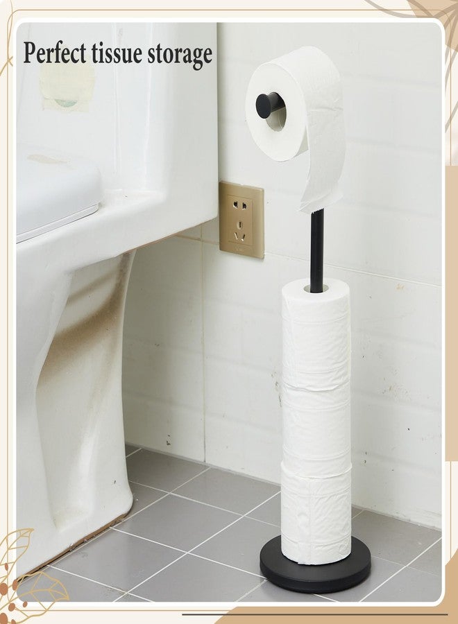 LemonRoad 2 Pack Freestanding Toilet Paper Holder & Hand Towel Stand Heavy Duty Stainless Steel Stable Weighted Base countertop Towel Holder 4 Spare Rolls Modern Bathroom Countertop Organizer Black - Image 5