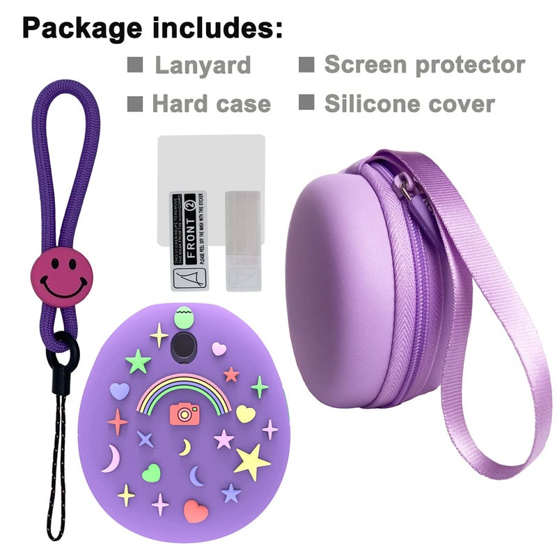 JCHPINE Hard Carrying Case and Silicone Cover Compatible with Tamagotchi Pix Interactive Virtual Pet Game Machine, Screen Film Protector for Tamagotchi Pix Accessories (Purple) - Image 2