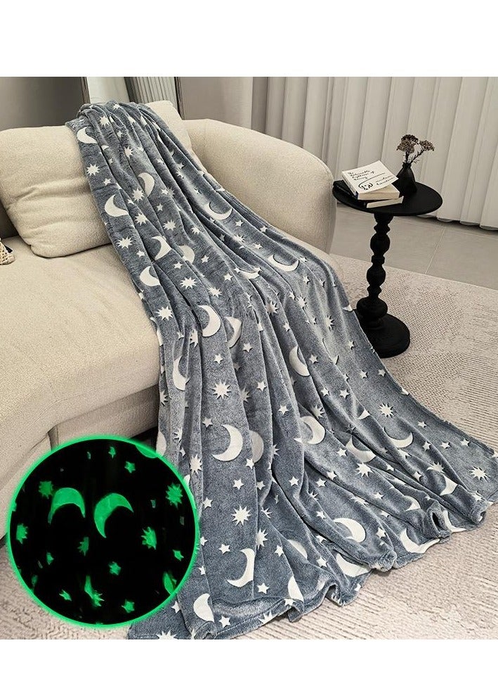 Glow-in-the-Dark Cloud Pattern Blanket - Soft, Cozy Flannel Throw for Bed & Sofa, Allergy-Friendly