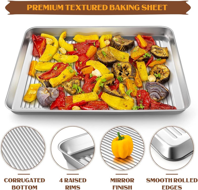 E-far Stainless Steel Baking Sheet Pan with Rack Set - Image 3
