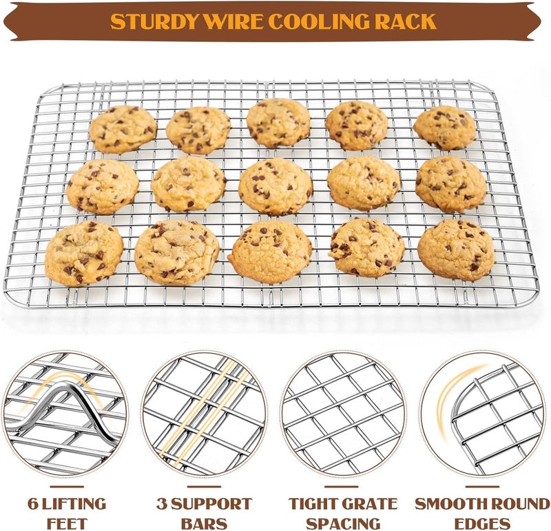 E-far Stainless Steel Baking Sheet Pan with Rack Set - Image 4