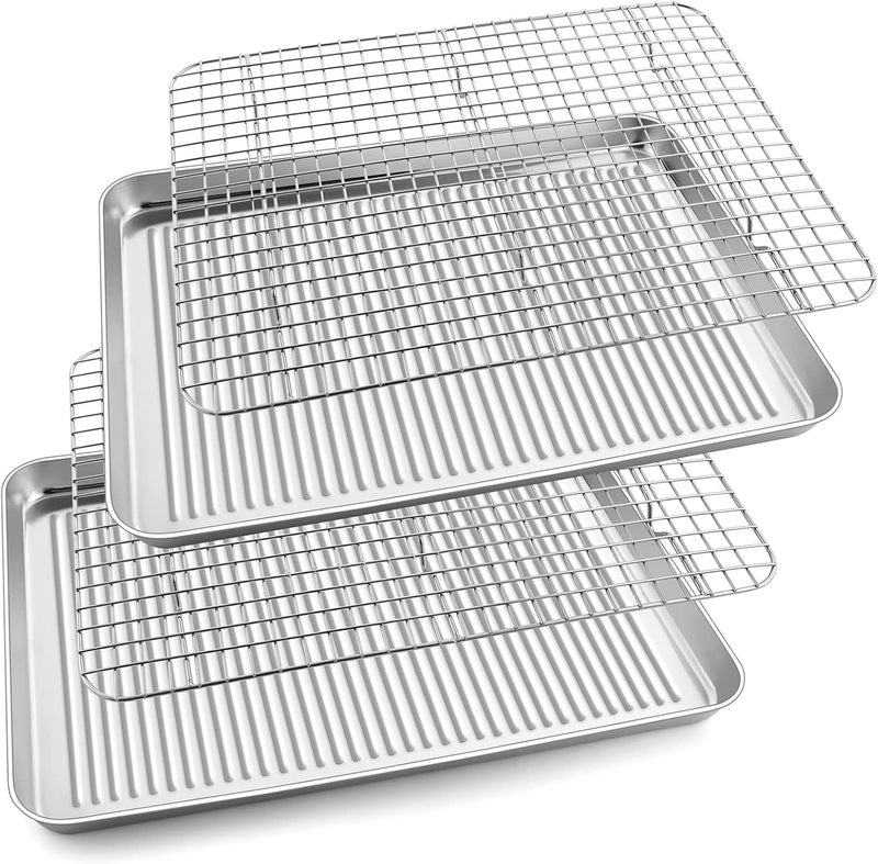 E-far Stainless Steel Baking Sheet Pan with Rack Set - Image 1