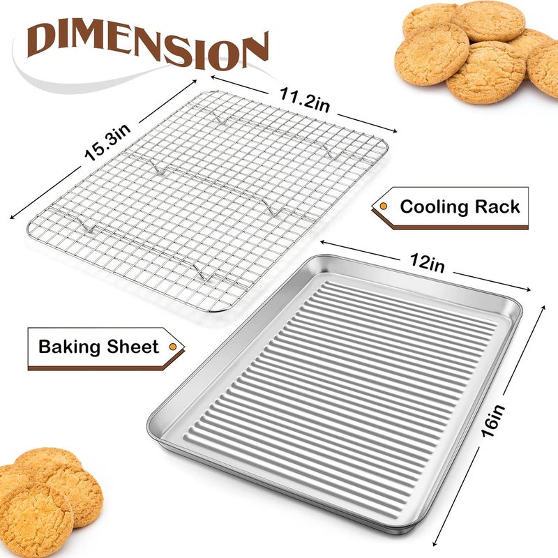 E-far Stainless Steel Baking Sheet Pan with Rack Set - Image 2