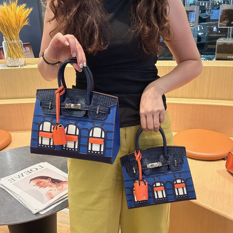 New Color Matching Platinum Small House Bag Crocodile Print Handbag Fashion Tote Bag Window Bag Women'S Bag Explosions - Image 2