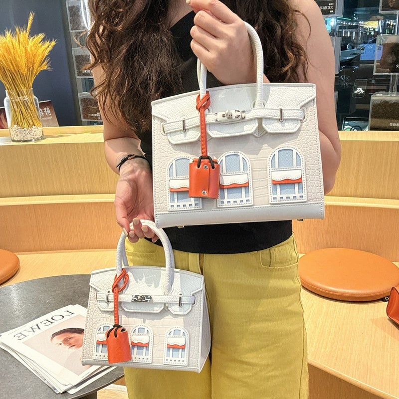 New Color Matching Platinum Small House Bag Crocodile Print Handbag Fashion Tote Bag Window Bag Women'S Bag Explosions - Image 3