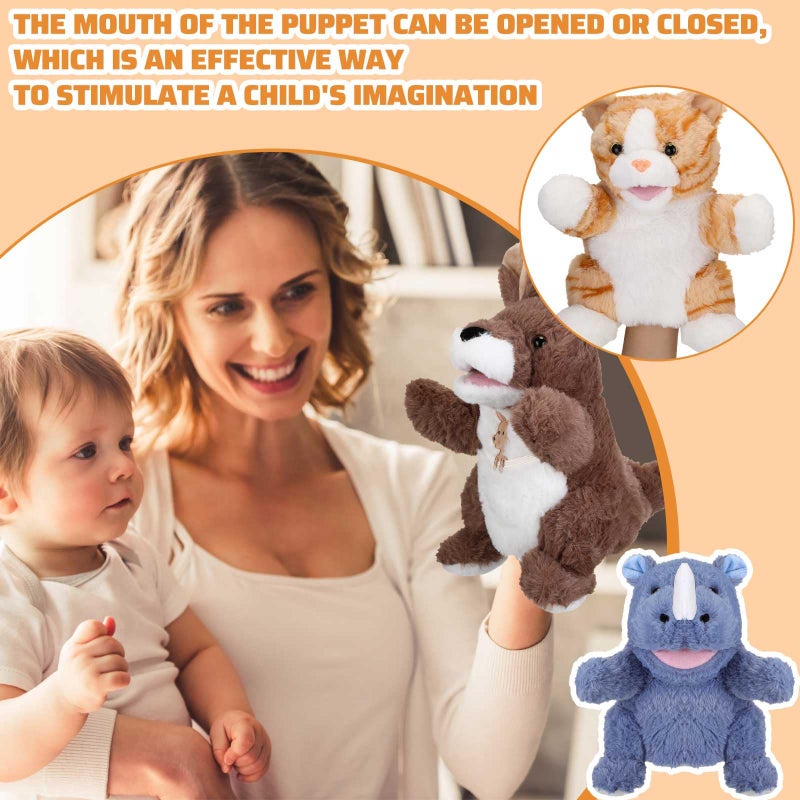 Liliful 6 Pieces Animal Hand Puppets Kids Hand Puppets with Working Mouth Animal Toddler Plush Toy for Show Theater Birthday Easter Basket Stuffers - Image 3