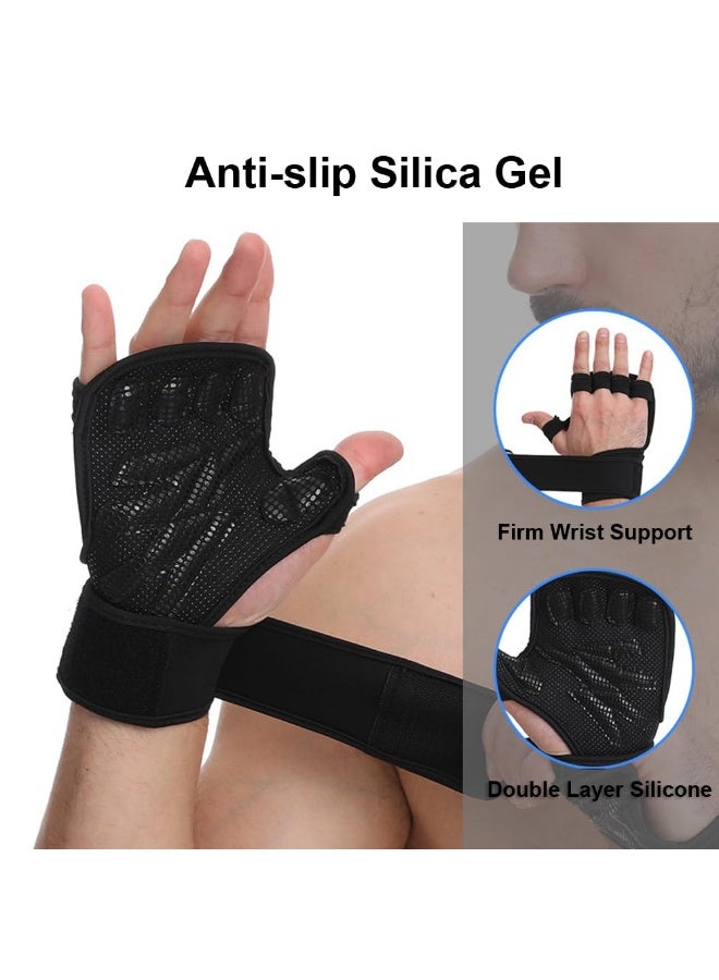 Gym Gloves for Women and Men, Workout Gloves with Wrist Straps, Anti-skid Wear-resistant Breathable Workout Exercise Fitness Training Gloves for Weightlifting, Workout, Cross Training, Cycling - Image 2