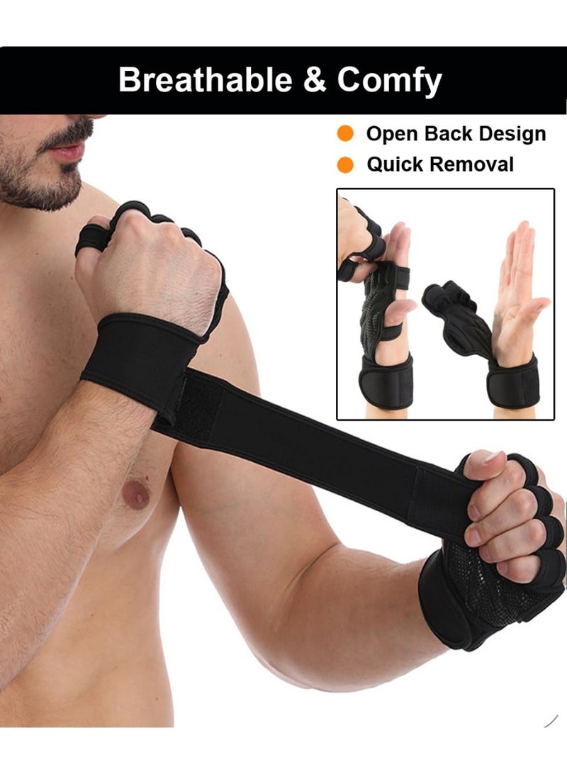 Gym Gloves for Women and Men, Workout Gloves with Wrist Straps, Anti-skid Wear-resistant Breathable Workout Exercise Fitness Training Gloves for Weightlifting, Workout, Cross Training, Cycling - Image 3