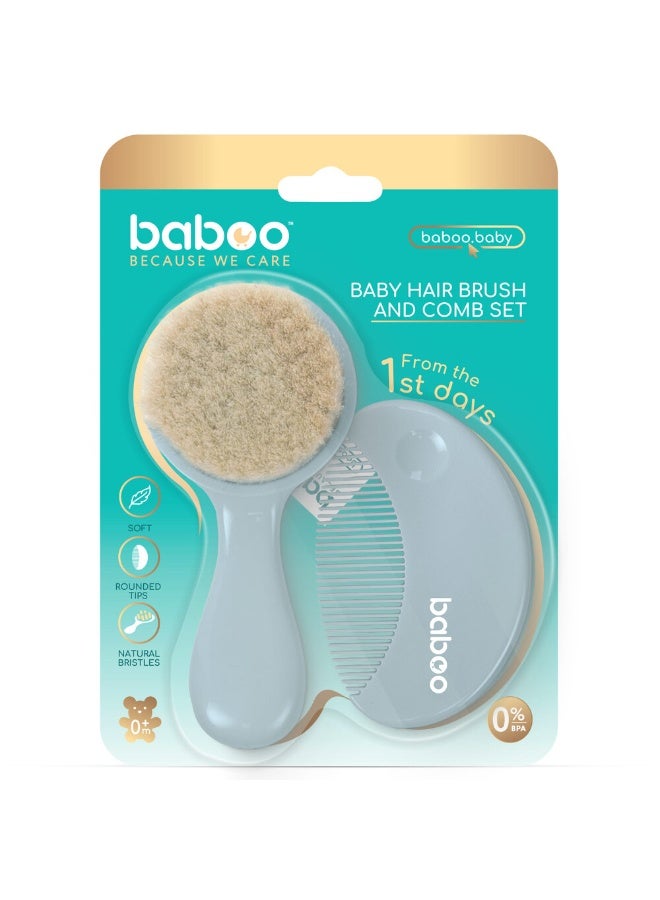 Baboo Baby Brush & Comb Set - Blue Haze - Image 1
