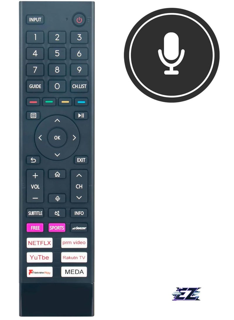 ELTRAZONE ERF3A80 Replacement Voice Remote Suitable for Hisense 4K UHD Smart TV 55A7GQTUK 60A6G 65A6G 65A6GTUK 65A70GQ 65A70GQTUK 65A71GQ 65A71GQCH 65A71GQTUK with battery - Image 2