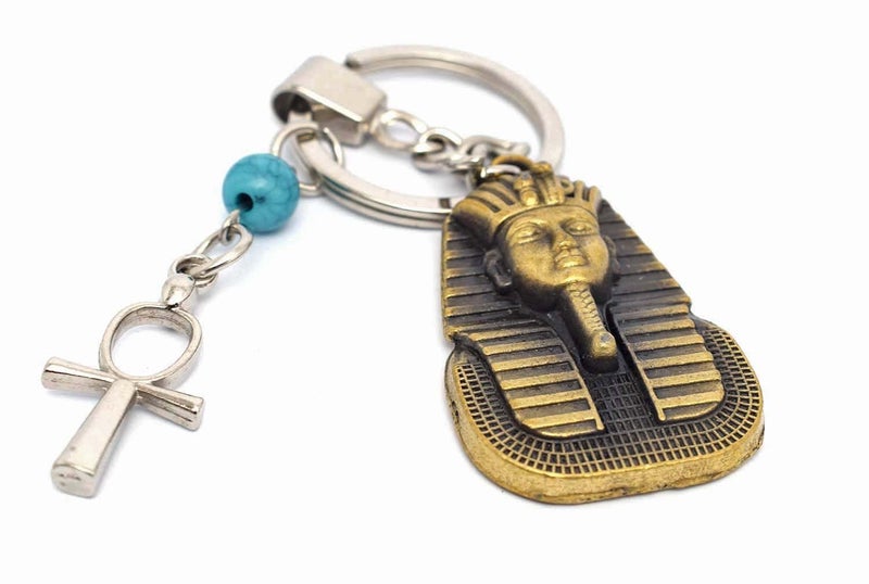 immatgar pharaonic Egyptian Tutankhamun with ankh key keychain Egyptian souvenirs gifts from Egypt (Burnt Yellow)