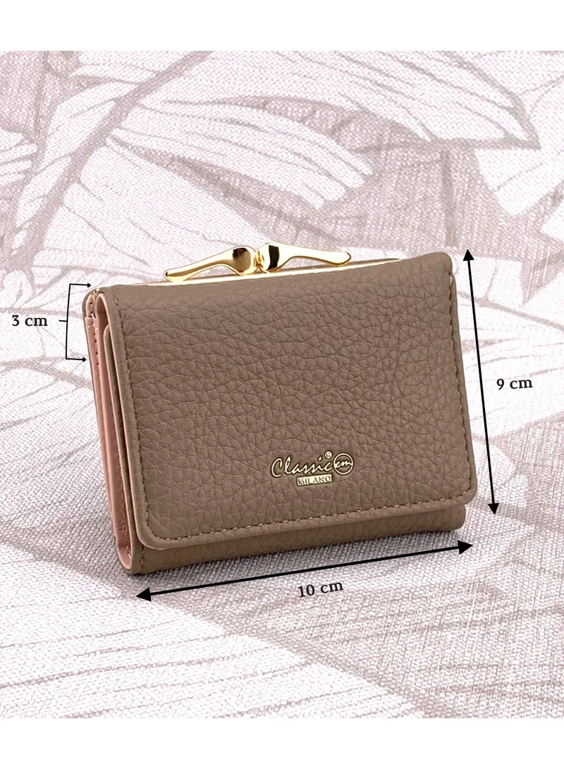 Classic Milano Khaki (JFL-5-7368-380) Classic Milano Premium Faux Leather Wallet for Women with Coin Clipped | Ladies Wallet Stylish Card Holder Purse | Slim Women's Wallet for Daily Use, Travel, and Gifting for Women | Best Price UAE