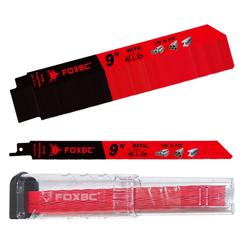 FOXBC 9 Inch 14/18 TPI Reciprocating Saw Blades Demolition for Auto Dismantling, Diablo Sawzall Blade 1/16-5/16 Medium Metals Cutting, Bi-Metal, 25-Pack - Image 5