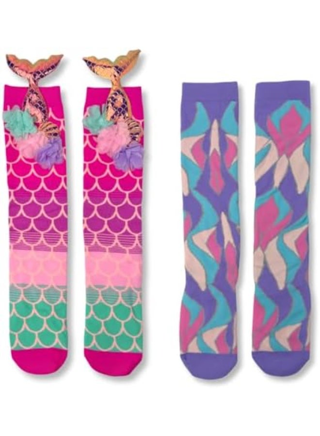 Glitters Funky 3D High Socks for Kids & Teens – Colorful Knee-High Novelty Socks with Plush 3D Elements | Fun Cartoon, Sweets & Racing Fish Designs | Free Size, 2-Pair Set - Image 1