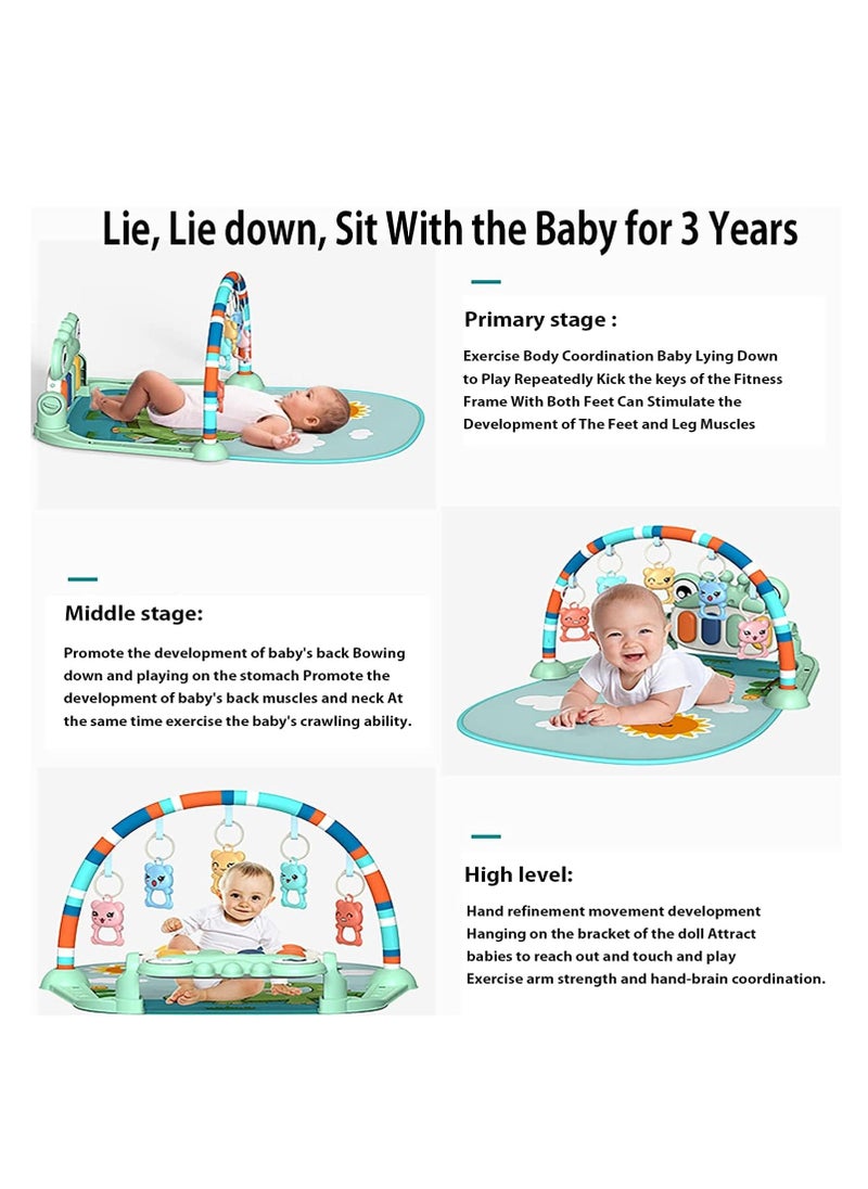 YelaJoy Baby Play Mat Baby Gym, Play Piano Baby Activity Gym Mat, Lay & Play 3 in 1 Fitness Music and Lights Fun Piano for 0-36 Months Newborn Baby  - Image 4