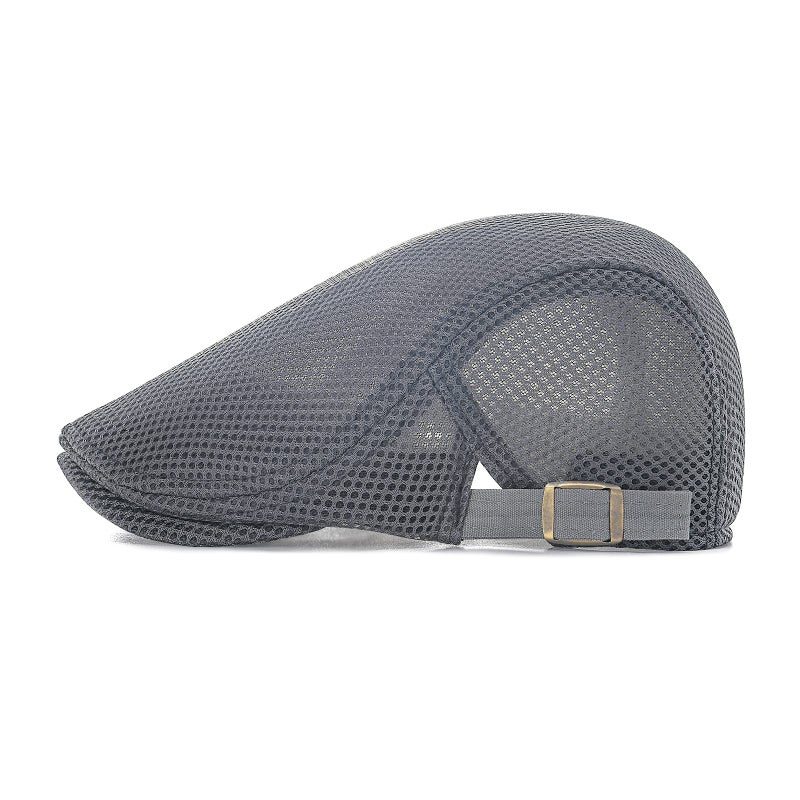 VOBOOM Men Breathable Mesh Summer Hat Adjustable Newsboy Beret Ivy Cabbie Flat Cap (Gray) - Image 2