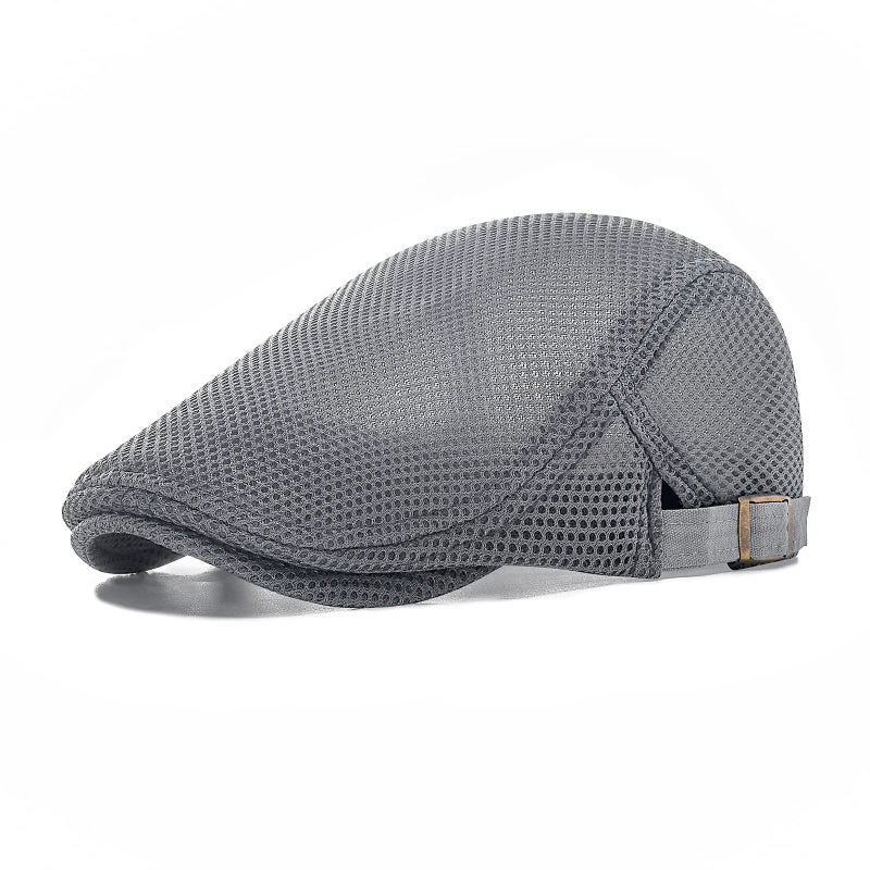 VOBOOM Men Breathable Mesh Summer Hat Adjustable Newsboy Beret Ivy Cabbie Flat Cap (Gray) - Image 1
