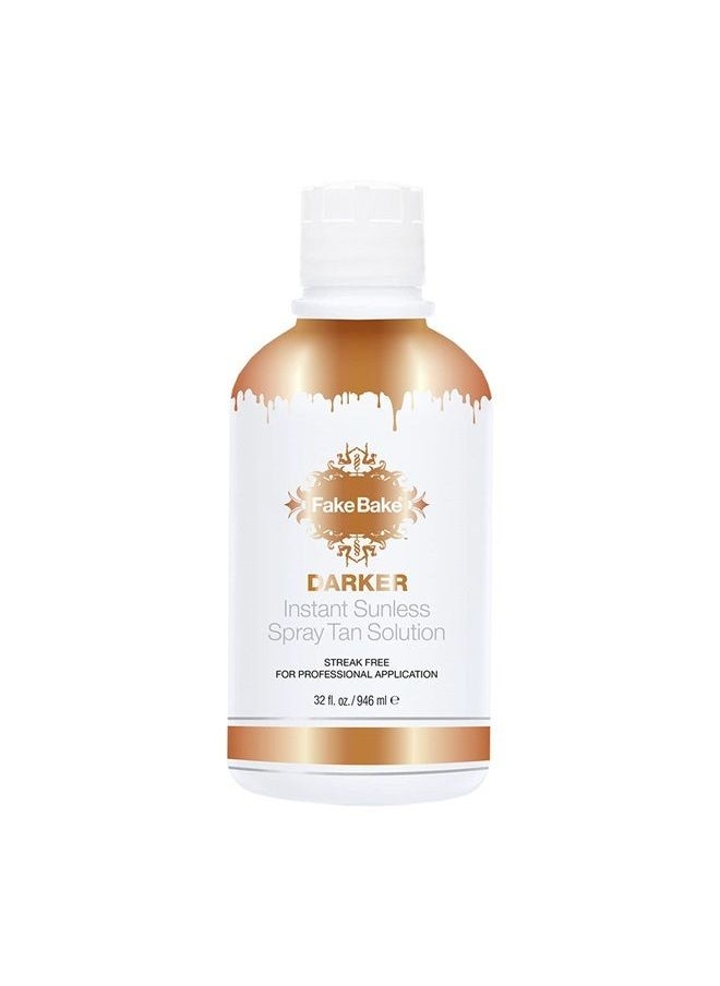 Fake Bake - Darker Spray Tan Solution Sunless Self Tanner for Professional Airbrush Machine Long-Lasting Face & Body Glow Bronzing Self Tanning for Women & Men - 32 fl Oz - Image 1