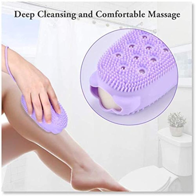 Bubble Bath Brush, Silicone Bath Body Brush,Body Brush Double Side Brush Quick Foaming Bubble,for Sensitive and all Kinds of Skin（Purple） - Image 5
