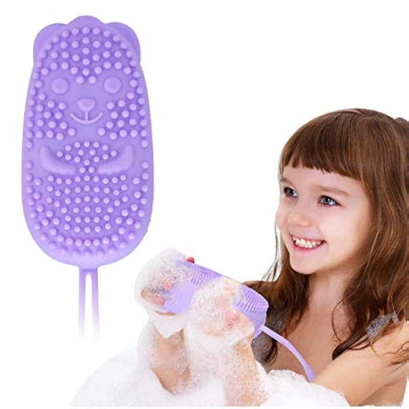 Bubble Bath Brush, Silicone Bath Body Brush,Body Brush Double Side Brush Quick Foaming Bubble,for Sensitive and all Kinds of Skin（Purple） - Image 1