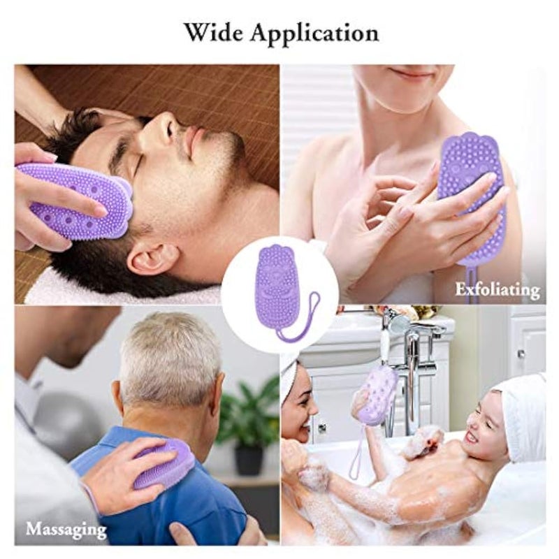 Bubble Bath Brush, Silicone Bath Body Brush,Body Brush Double Side Brush Quick Foaming Bubble,for Sensitive and all Kinds of Skin（Purple） - Image 3