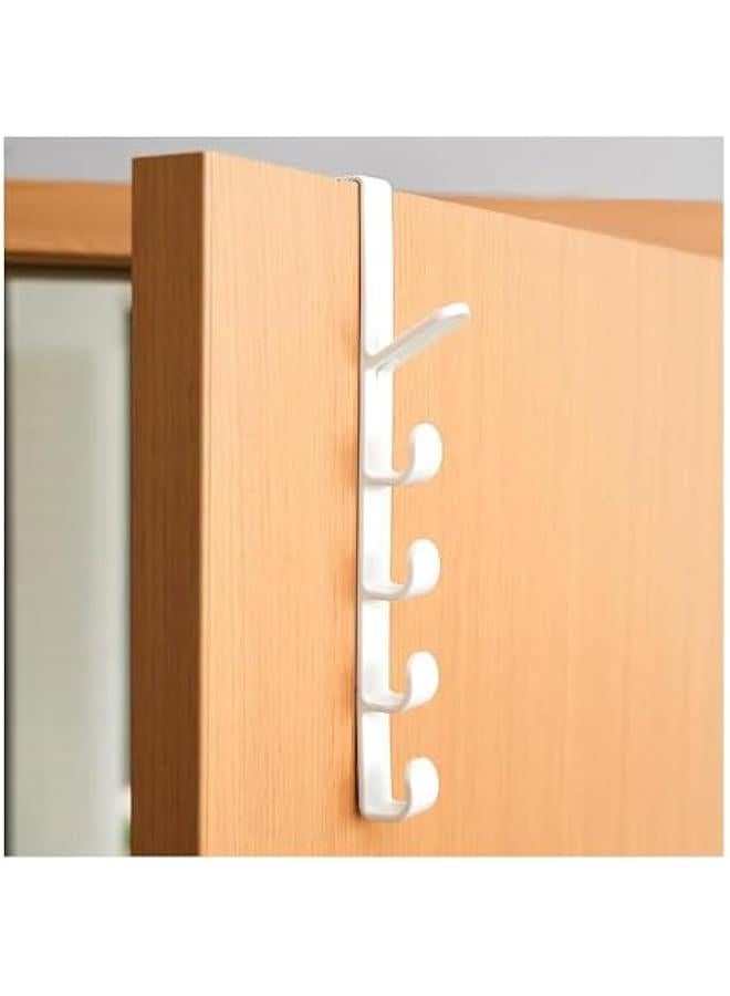 هوكور خطاف باب من 5 طبقات، خطاف فوق الباب، رف منشفة عمودي فوق الباب ل المناشف والملابس والمحفظة والقبعة والمفاتيح، عبوة من 6 قطع، ابيض - Image 1