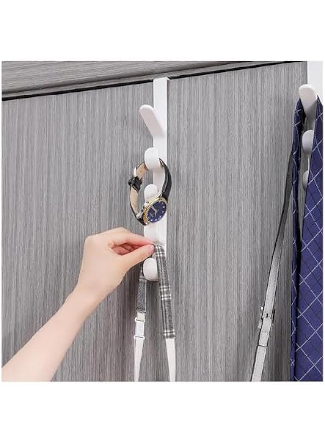 هوكور خطاف باب من 5 طبقات، خطاف فوق الباب، رف منشفة عمودي فوق الباب ل المناشف والملابس والمحفظة والقبعة والمفاتيح، عبوة من 6 قطع، ابيض - Image 2