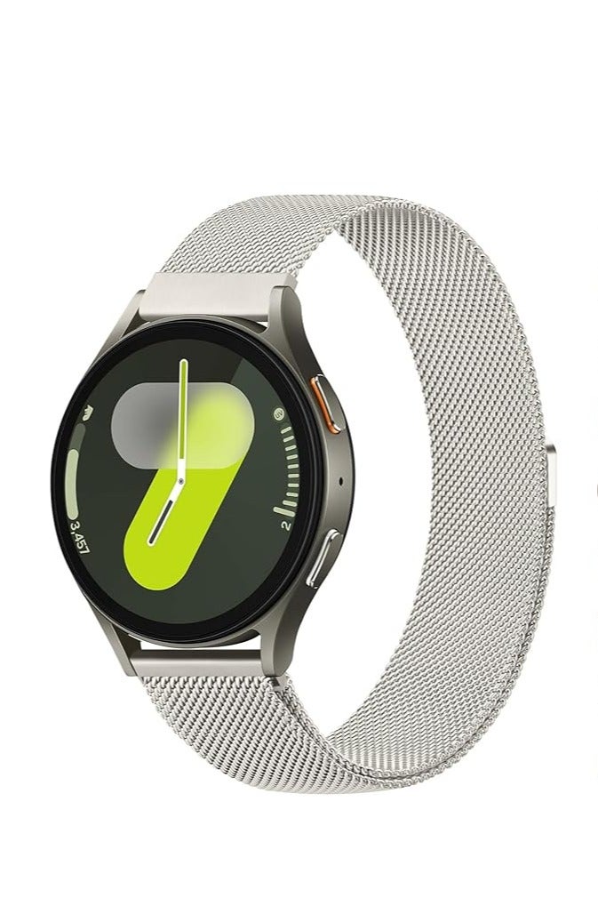 سوار متوافق مع ساعة سامسونج جالاكسي 7 باند 40 ملم 44 ملم، ساعة جالكسي اف اي 40 ملم، 20 ملم، سوار بديل معدني من الستانلس ستيل لساعة جالكسي 7 6 5 4 للنساء والرجال