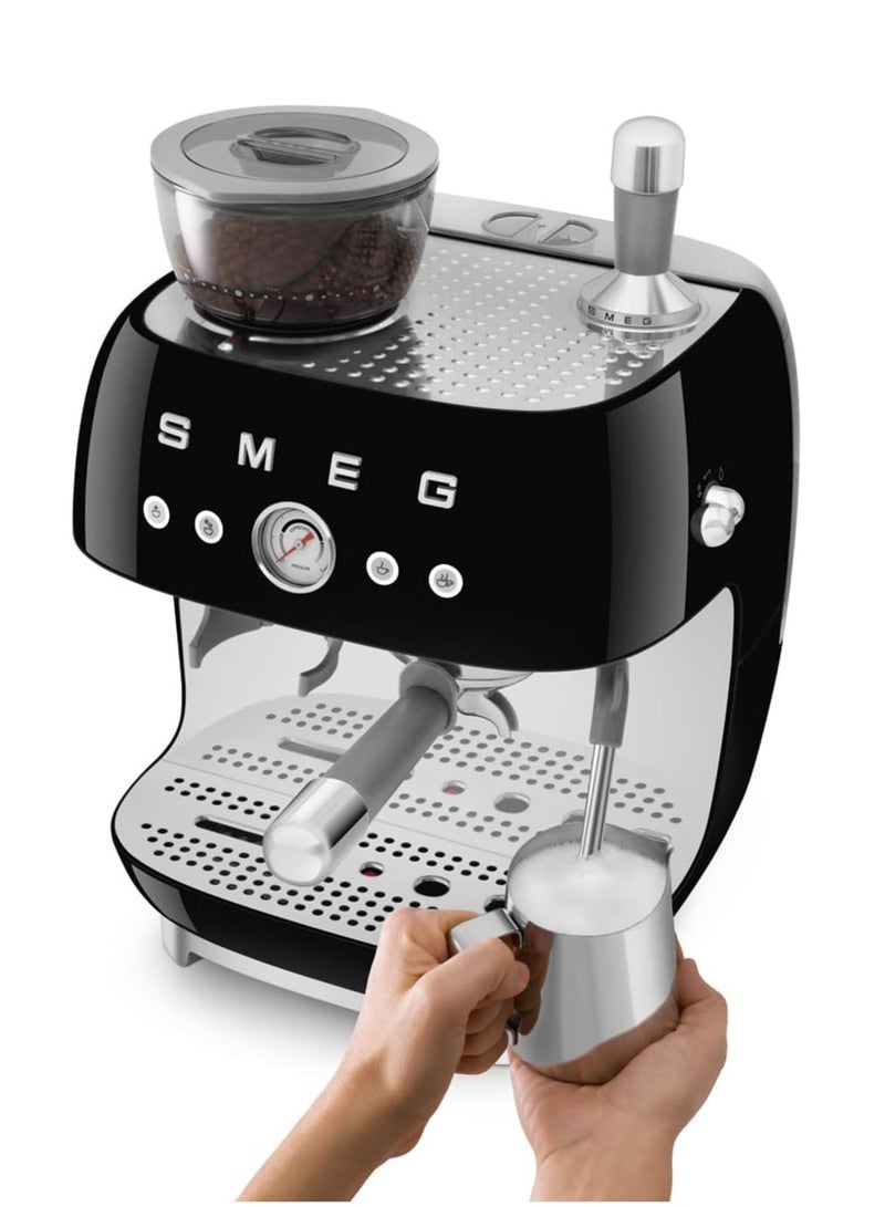 smeg 50s Retro Style Coffee Machine with Built-in Grinder, Manual Espresso Maker, 4L Water Tank, Gloss Finish  - Image 1