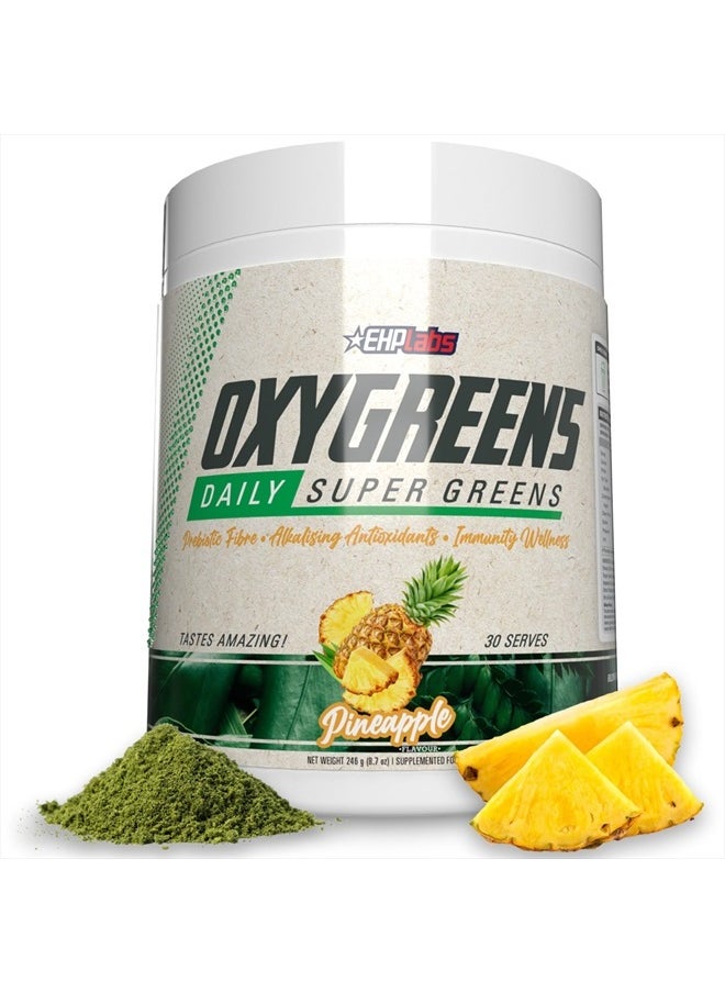 EHP Labs - EHPlabs OxyGreens Super Greens Powder - Spirulina & Chlorella Superfood, Green Juice Powder & Greens Supplements with Prebiotic Fibre, Antioxidants & Immunity Support, 30 Serves (Pineapple) - Image 1