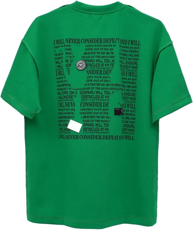 سيدرو Cedro Men's Oversize Graphic Tee in Green with Motivational Print