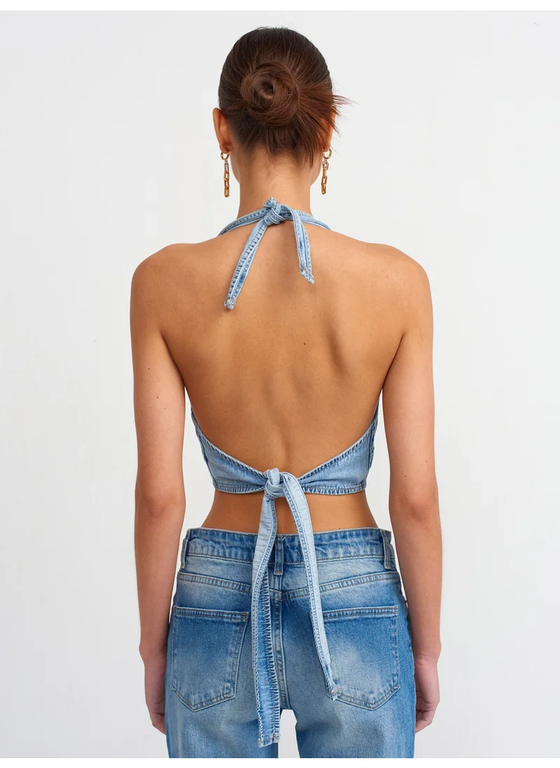 ديلفين 50716 Bra Look Denim Bustier-Blue