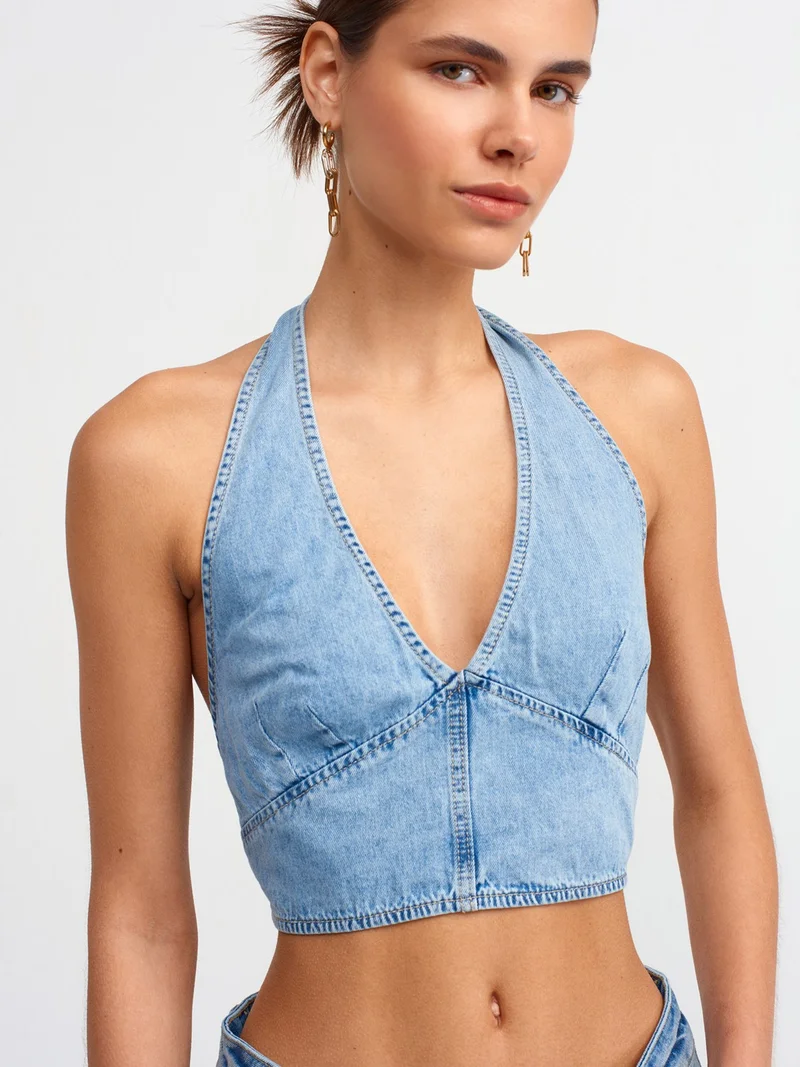 ديلفين 50716 Bra Look Denim Bustier-Blue