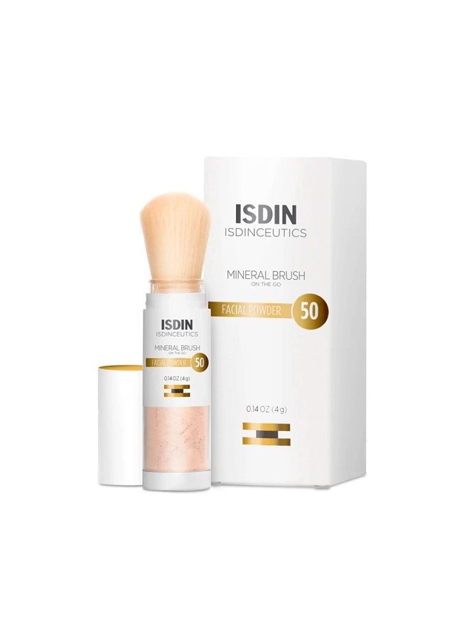 ISDIN مسحوق فرشاة معدني، حماية من تلوث الوجه وضوء الأزرق، مكمل لروتين العناية بالشمس، مناسب للبشرة الحساسة - Image 1