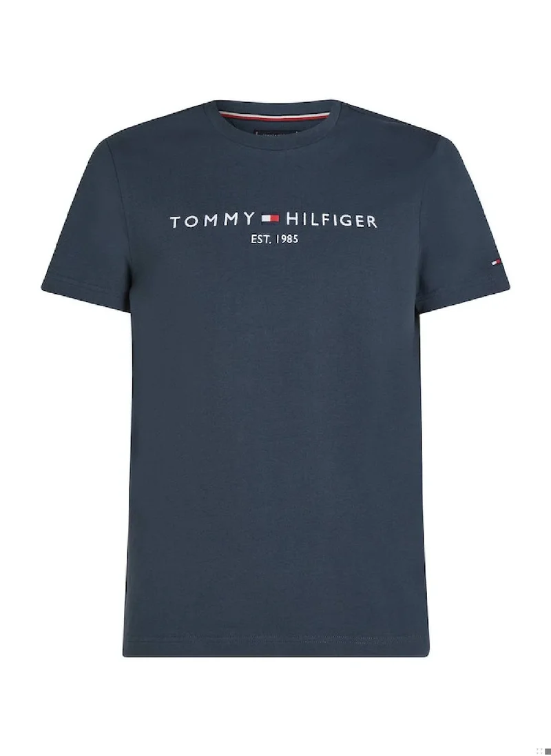 TOMMY HILFIGER Men's Logo Embroidery Slim Fit T-Shirt -  Pure cotton, Grey