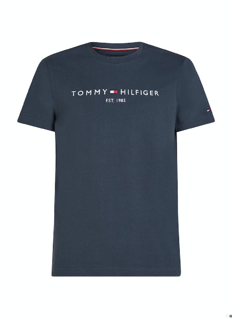 TOMMY HILFIGER Men's Logo Embroidery Slim Fit T-Shirt -  Pure cotton, Grey  - Image 2