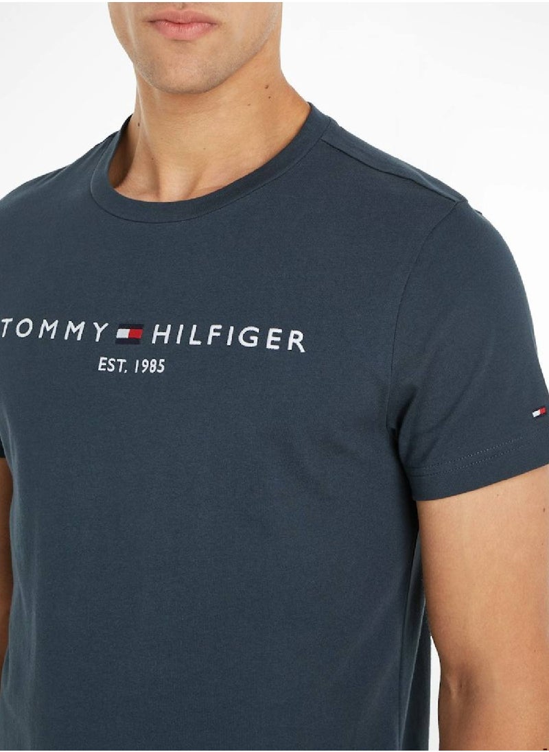 TOMMY HILFIGER Men's Logo Embroidery Slim Fit T-Shirt -  Pure cotton, Grey  - Image 4
