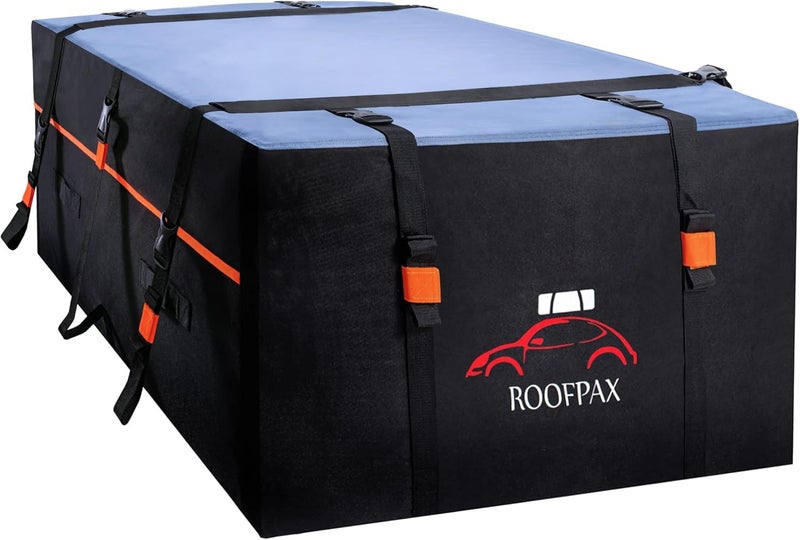 RoofPax Car Rooftop Cargo Carrier Bag Waterproof Storage Including Double Zippers15 cft with HeavyDuty TieDown Straps fit Cars withWithout Roof Top Rack or Side Rails