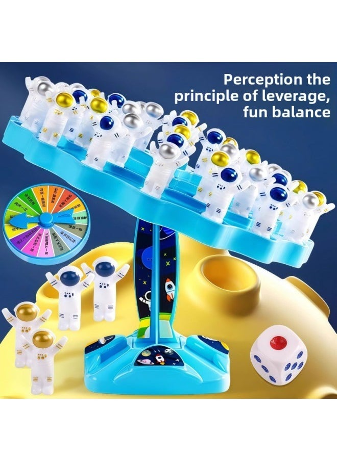Generic - Balanced Spaceman Tree Stack Music Children's Brain Game Training Toy Thinking Board Game Parent-Child Interaction-Color:Balanced Astronaut⭐Blue [48 Astronauts + Stickers + Punishment Plate + Dice + Storage Bag] - Image 1