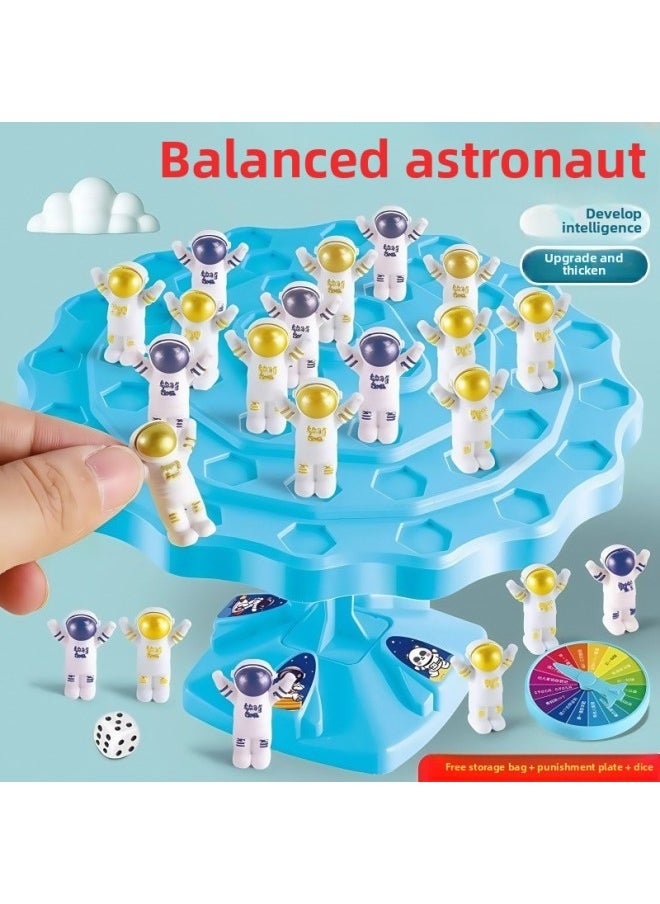 Generic - Balanced Spaceman Tree Stack Music Children's Brain Game Training Toy Thinking Board Game Parent-Child Interaction-Color:Balanced Astronaut⭐Blue [48 Astronauts + Stickers + Punishment Plate + Dice + Storage Bag] - Image 1