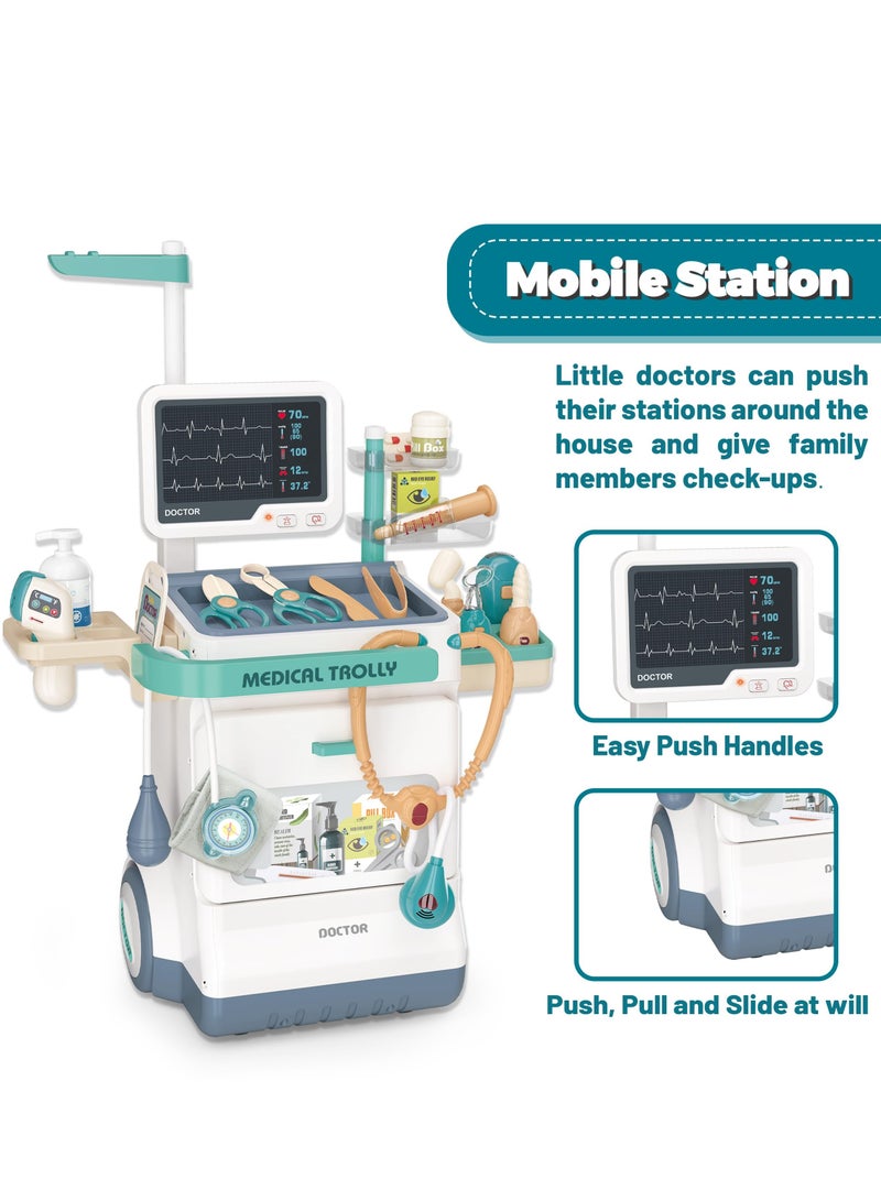 XiuWoo Kids' Doctor Kit, 26-Piece Pretend Medical Station Toy Set with Play Stethoscope and Instruments, Ideal Role Play Gift for Toddlers and Young Children - Image 2