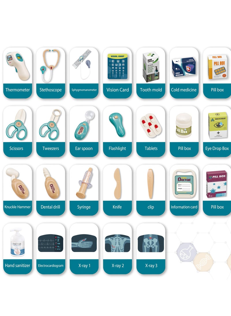 XiuWoo Kids' Doctor Kit, 26-Piece Pretend Medical Station Toy Set with Play Stethoscope and Instruments, Ideal Role Play Gift for Toddlers and Young Children - Image 5