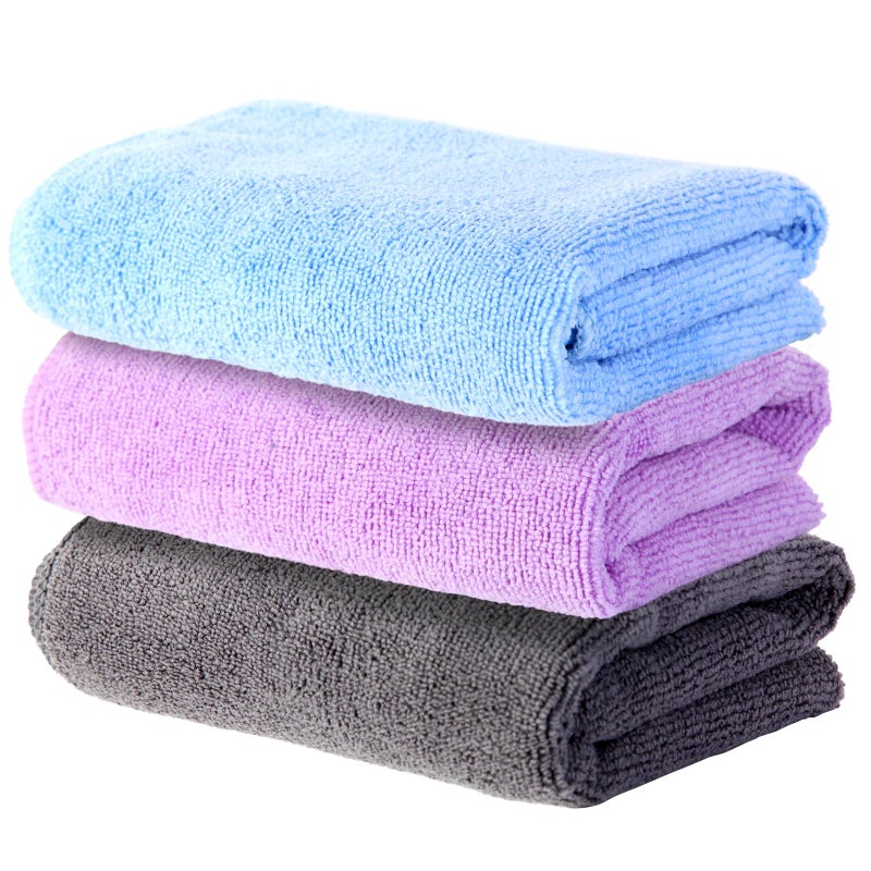Wmiyafff Microfiber Gym Towel Set for Sports Fitness Yoga Workout Soft and QuickDrying Gym Towels for Women Men 3 Pack GreyBluePurple - Image 2