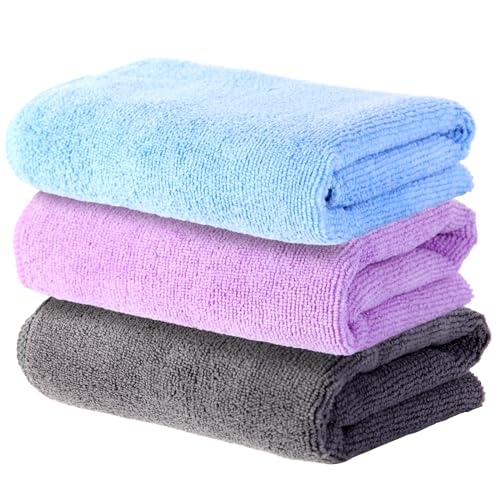 Wmiyafff Microfiber Gym Towel Set for Sports Fitness Yoga Workout Soft and QuickDrying Gym Towels for Women Men 3 Pack GreyBluePurple - Image 1