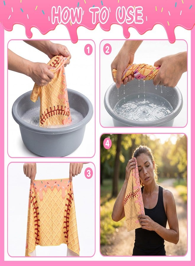 Batiyeer 12 Pcs Baseball Ice Cream Drip Cooling Towels 40 x 12 Inch Softball Team Gifts Towel Microfiber Breathable Chilly Ice Towels for Gym, Camping, Outdoor Sport Hot Weather - Image 4