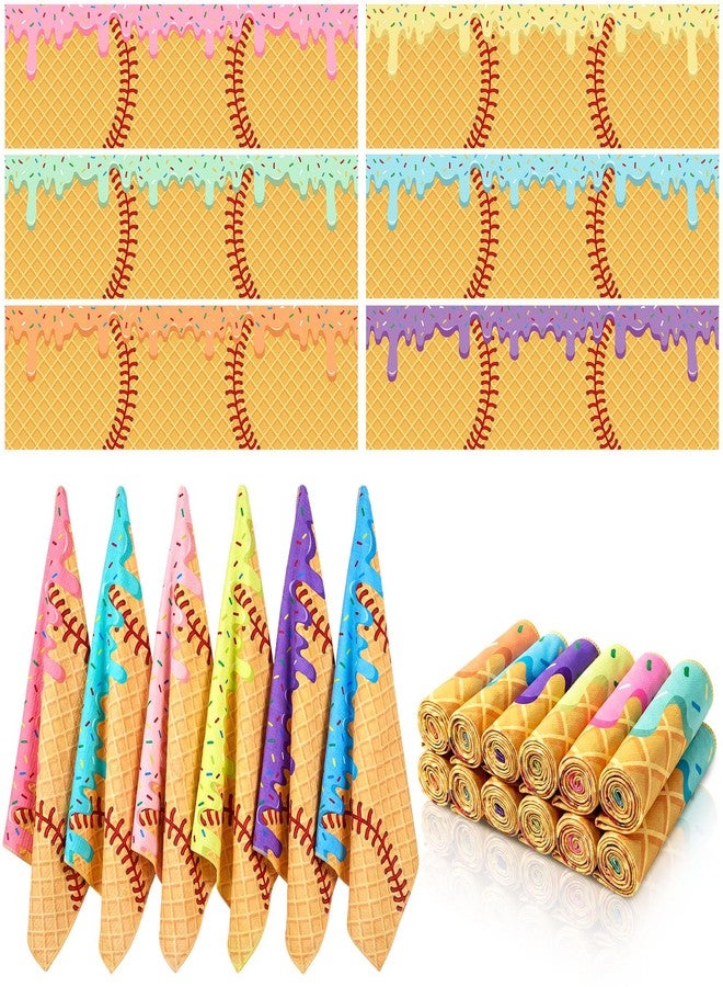 Batiyeer 12 Pcs Baseball Ice Cream Drip Cooling Towels 40 x 12 Inch Softball Team Gifts Towel Microfiber Breathable Chilly Ice Towels for Gym, Camping, Outdoor Sport Hot Weather - Image 1