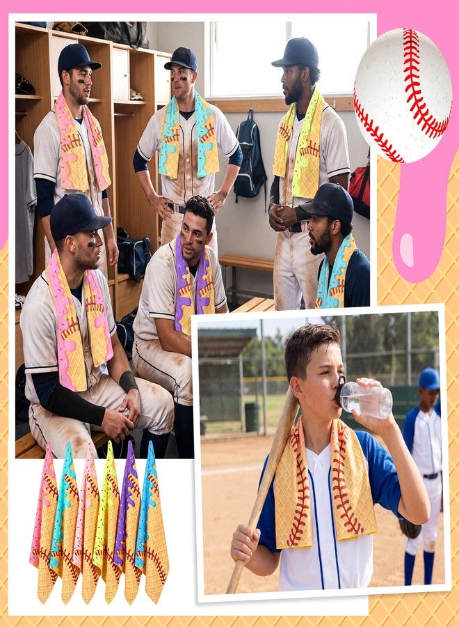 Batiyeer 12 Pcs Baseball Ice Cream Drip Cooling Towels 40 x 12 Inch Softball Team Gifts Towel Microfiber Breathable Chilly Ice Towels for Gym, Camping, Outdoor Sport Hot Weather - Image 5
